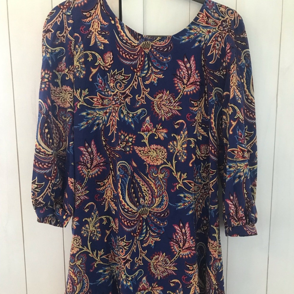 Paisley blue, yellow and red dress